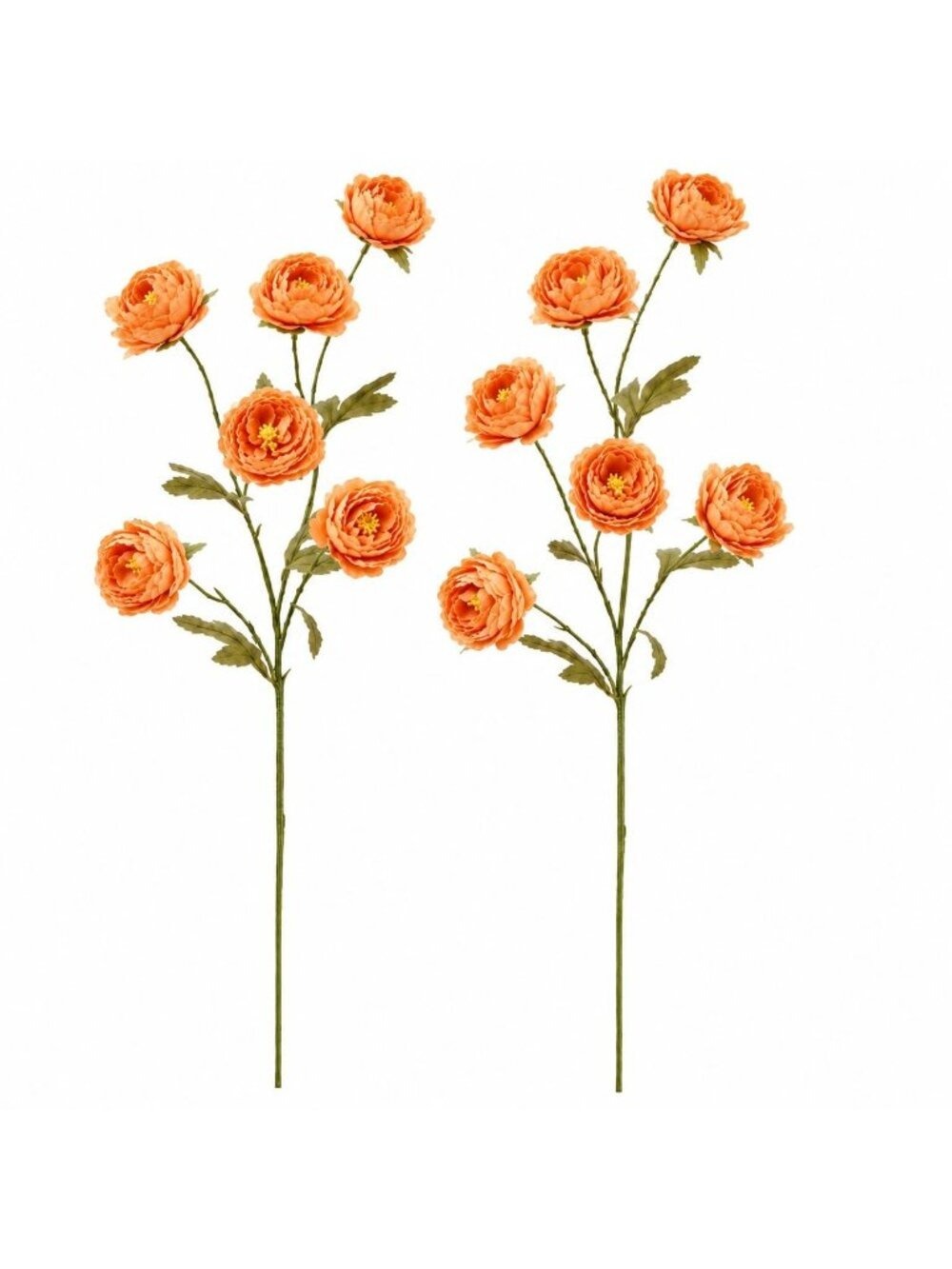 Apricot Peach Ranunculus Peony Stems Set of 2 30 Inch Artificial Flowers